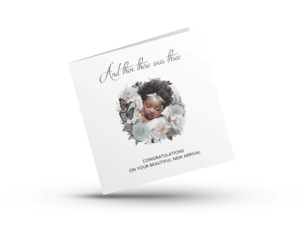 Flowers and Butterflies New Baby Card - Image 2