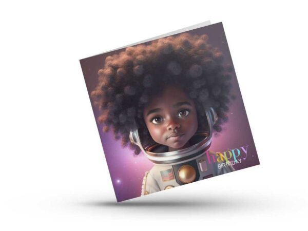 Astronaut Black Girl Birthday card - Image 2