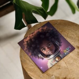 Astronaut Black Girl Birthday card